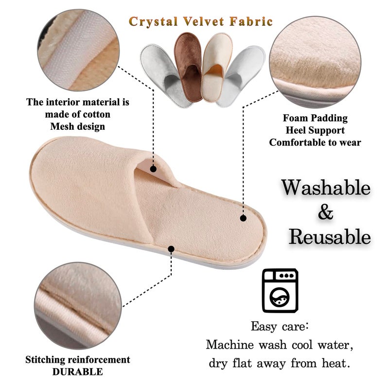 OSTADARRA 6 Pairs Spa Slippers  Non Slip Disposable For Guest  Washable Reusable  Which Can Be Used As Women Men  House  Indoor  Bathroom  Bedroom  Hotel  Bride Slippers - Image 3